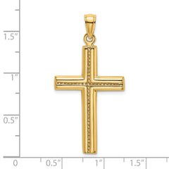 14K Polished Beaded Cross Charm