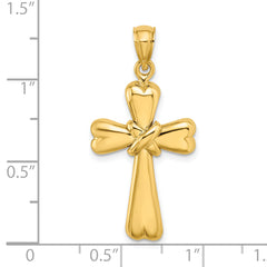14K Polished X and Heart Cross Charm