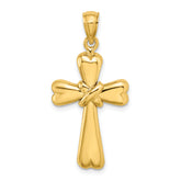 14K Polished X and Heart Cross Charm