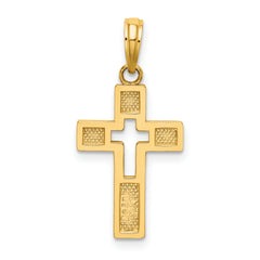 14K Polished Cut-Out Cross Charm
