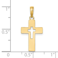 14K Polished Cut-Out Cross Charm