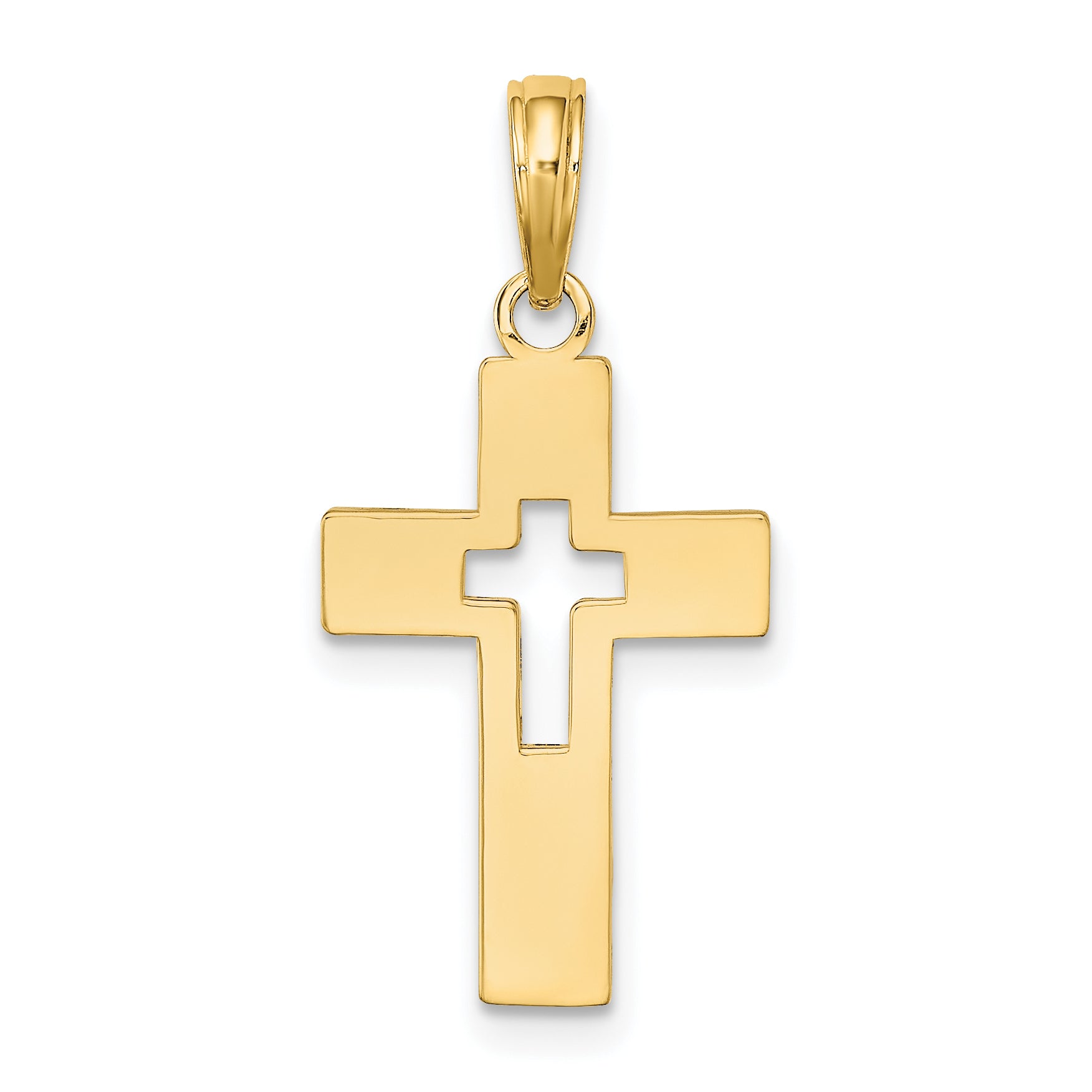 14K Polished Cut-Out Cross Charm