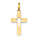 14K Polished Cut-Out Cross Charm