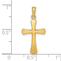 14K Polished Beveled Cross w/ Round Tips Charm