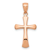 14K Rose Gold Polished Beveled Cross w/ Round Tips Charm