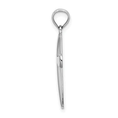 14K White Gold Polished Beveled Cross w/ Round Tips Charm