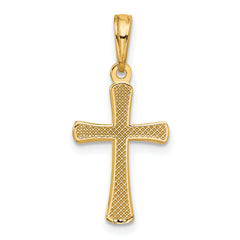 14K Polished Beveled Cross with Round Tips Charm