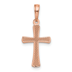 14K Rose Gold Polished Beveled Cross with Round Tips Charm