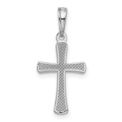 14K White Gold Polished Beveled Cross with Round Tips Charm