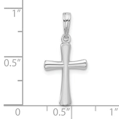 14K White Gold Polished Beveled Cross with Round Tips Charm