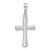 14K White Gold Polished Beveled Cross with Round Tips Charm