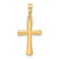 14K Polished Beveled Cross with Round Tips Charm
