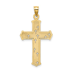 14K Arrow Tip Cross W/ Cross Accents Charm