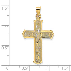 14K Arrow Tip Cross W/ Cross Accents Charm
