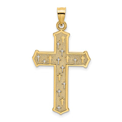 14K Arrow Tip Cross W/ Cross Accents Charm