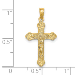 14K Inri Crucifix W/ Scroll Tips Charm