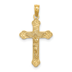 14K Inri Crucifix W/ Scroll Tips Charm