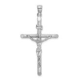 14K White Gold Textured Crucifix Charm