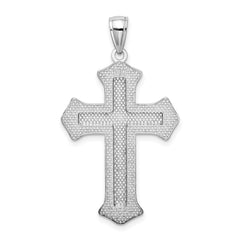 14K White Gold 2-D Filigree Center Block Cross Charm