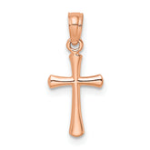 14K Rose Gold Polished Beveled Cross w/ Round tips Charm