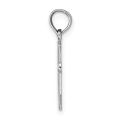 14K White Gold Polished Beveled Cross w/ Round tips Charm