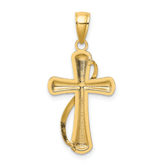 14K Cross With Drape Charm