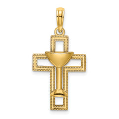 14K Polished Cross W/ Communion Cup Charm