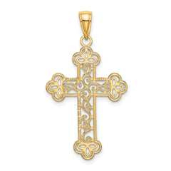 14K Textured and Beaded Edge Cross Charm