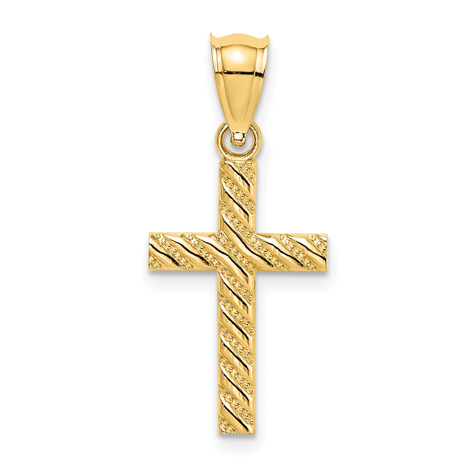 14K Beaded and Polished Cross Charm