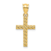 14K Beaded and Polished Cross Charm