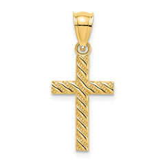 14K Beaded and Polished Cross Charm