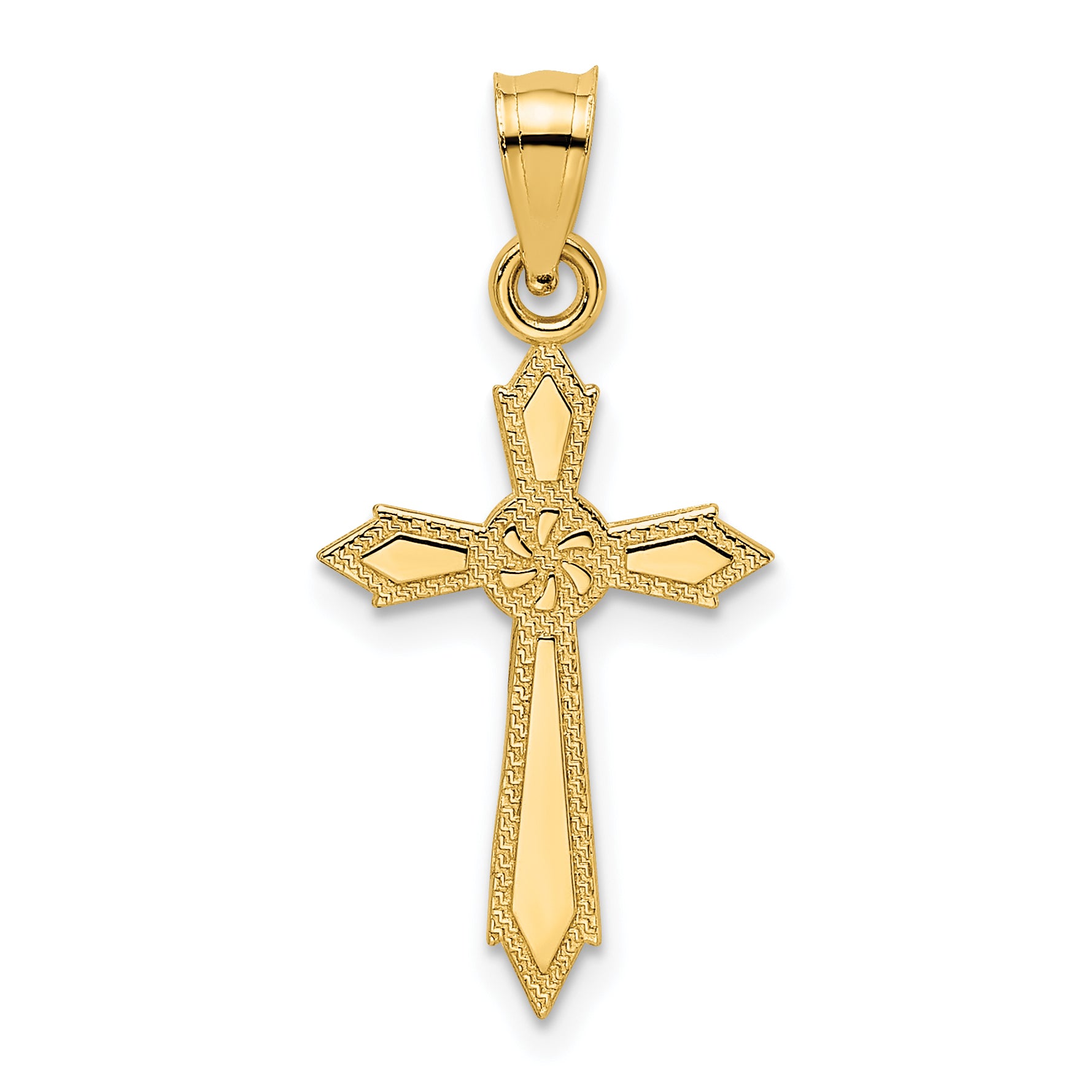 14K w/ Engraved Edges Cross Charm