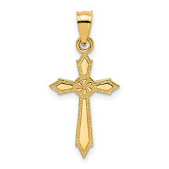 14K w/ Engraved Edges Cross Charm