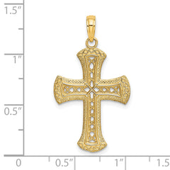 14K Textured and Cut-Out Cross Charm