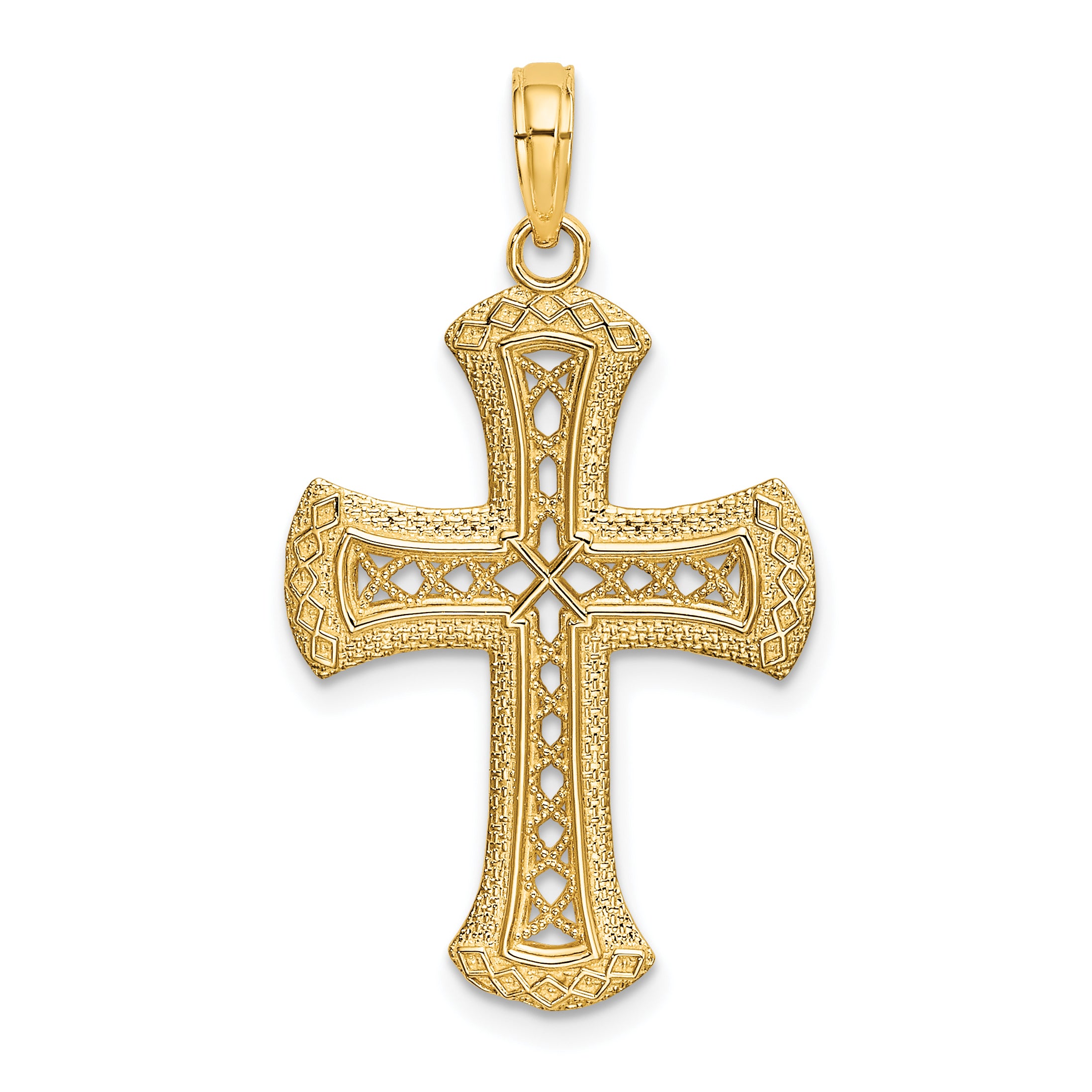 14K Textured and Cut-Out Cross Charm