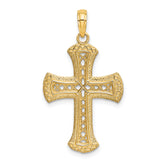 14K Textured and Cut-Out Cross Charm