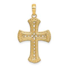 14K Textured and Cut-Out Cross Charm
