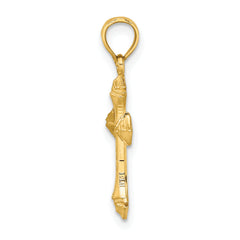 14K Textured w/ Arrow Ends Cross Charm