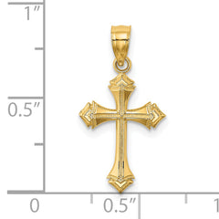 14K Textured w/ Arrow Ends Cross Charm