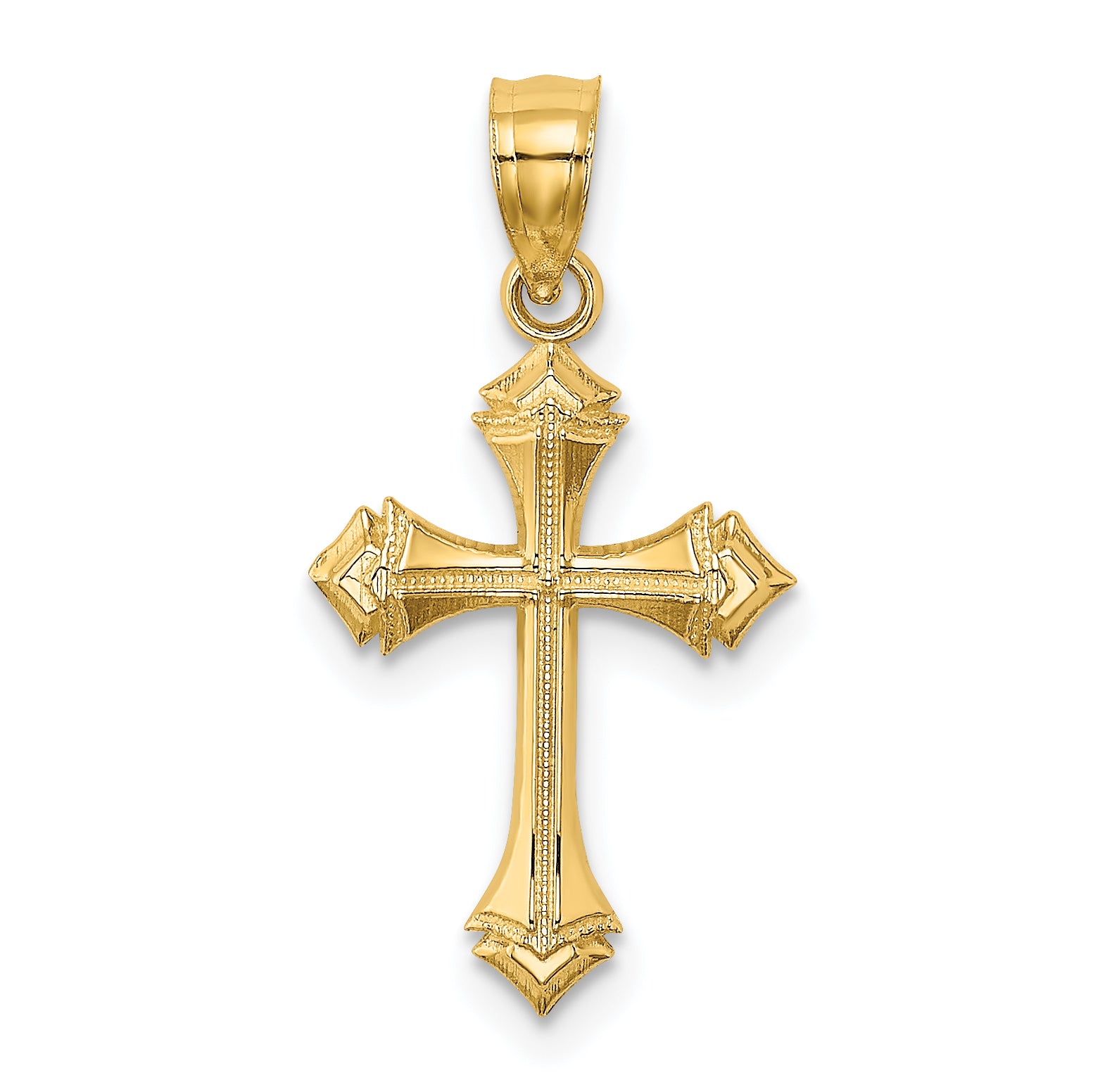 14K Textured w/ Arrow Ends Cross Charm