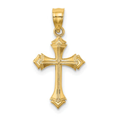 14K Textured w/ Arrow Ends Cross Charm