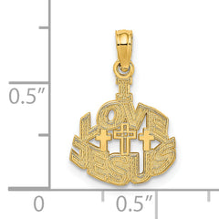 14K I LOVE JESUS Cross Charm