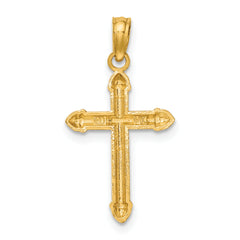 14K Polished w/ Scroll Design Cross Charm