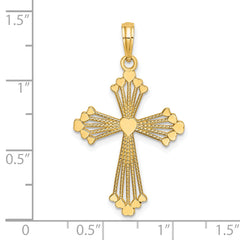 14K Cross w/ Heart Center Charm