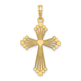 14K Cross w/ Heart Center Charm