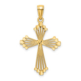 14K D/C and Cut-Out Stripes W/ Heart In Center Cross Charm