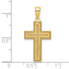 14K Block Cross Charm