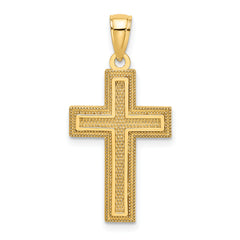 14K Block Cross Charm