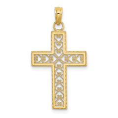 14K Filigree Beaded Outline Cross Charm