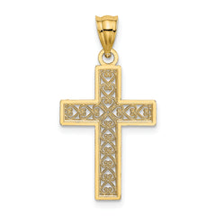 14K D/C Edge and Filigree Center Cross Charm